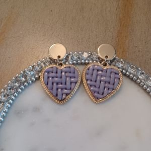 Purple Woven Heart Earrings